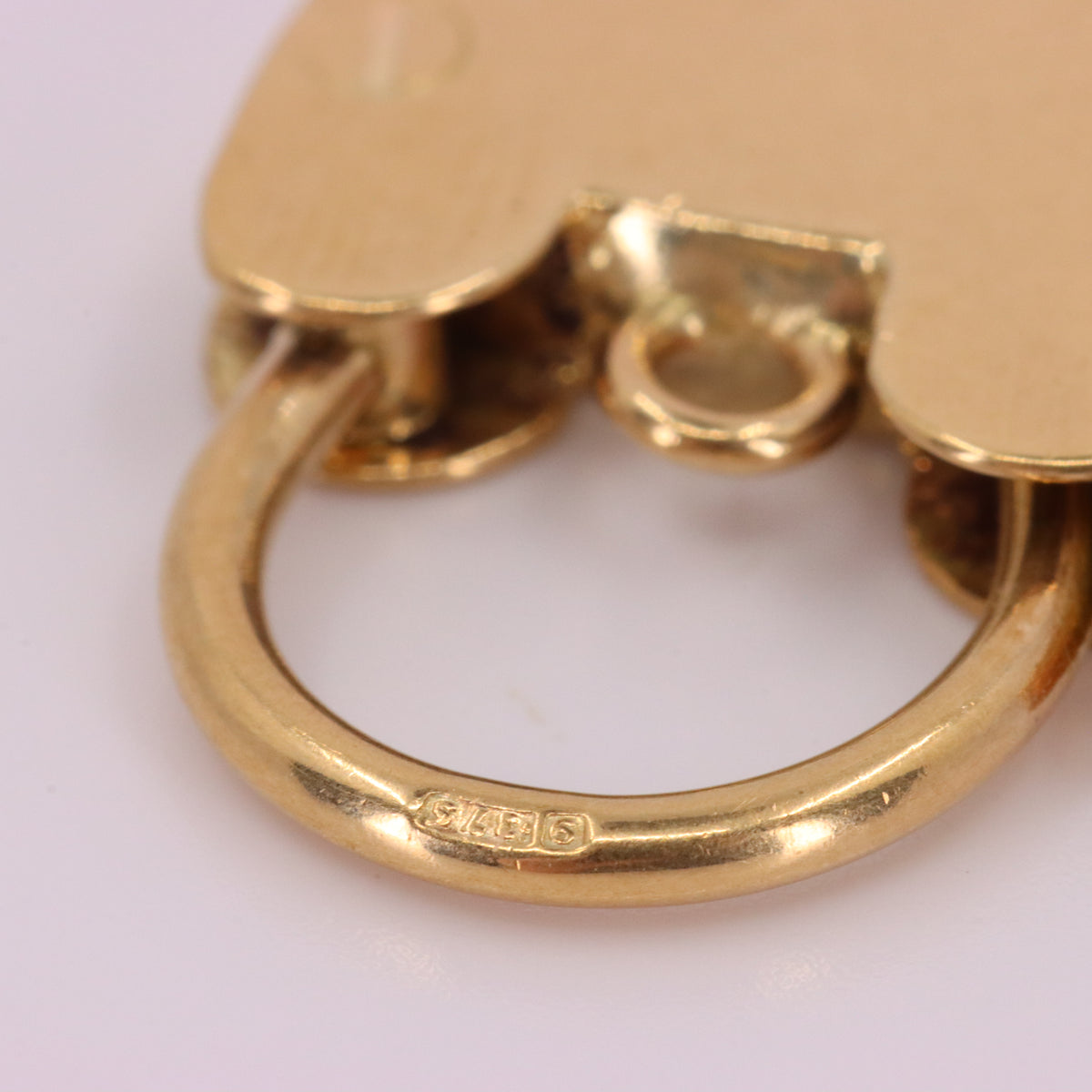 Vintage 9ct Yellow Gold Double Hallmarked Heart Padlock Charm Pendant Love Lock