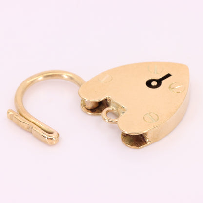 Vintage 9ct Yellow Gold Double Hallmarked Heart Padlock Charm Pendant Love Lock