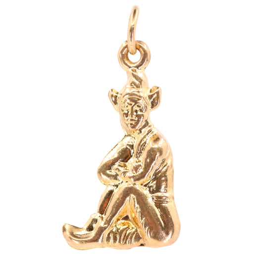 Vintage 9ct Hallmarked Gold Elf Imp Pixie Fairy Fantasy Charm Pendant Gift
