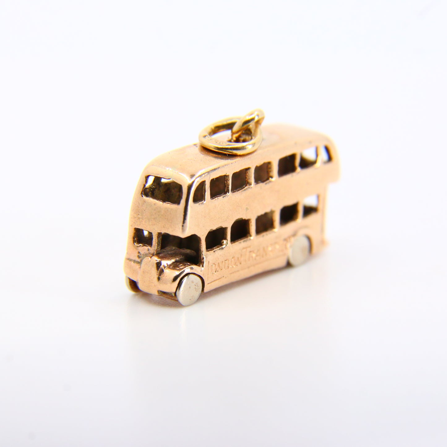 Vintage 9ct London Bus Charm Hallmarked Yellow Gold Double Decker Bus Pendant