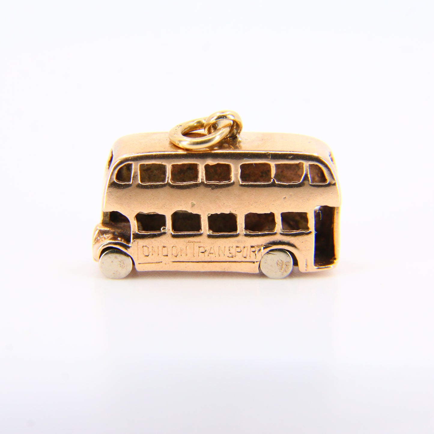 Vintage 9ct London Bus Charm Hallmarked Yellow Gold Double Decker Bus Pendant