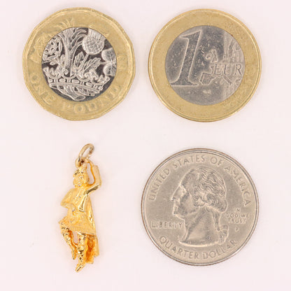 Vintage 9ct Hallmarked Yellow Gold Scottish Highland Dancer Charm Pendant Gift