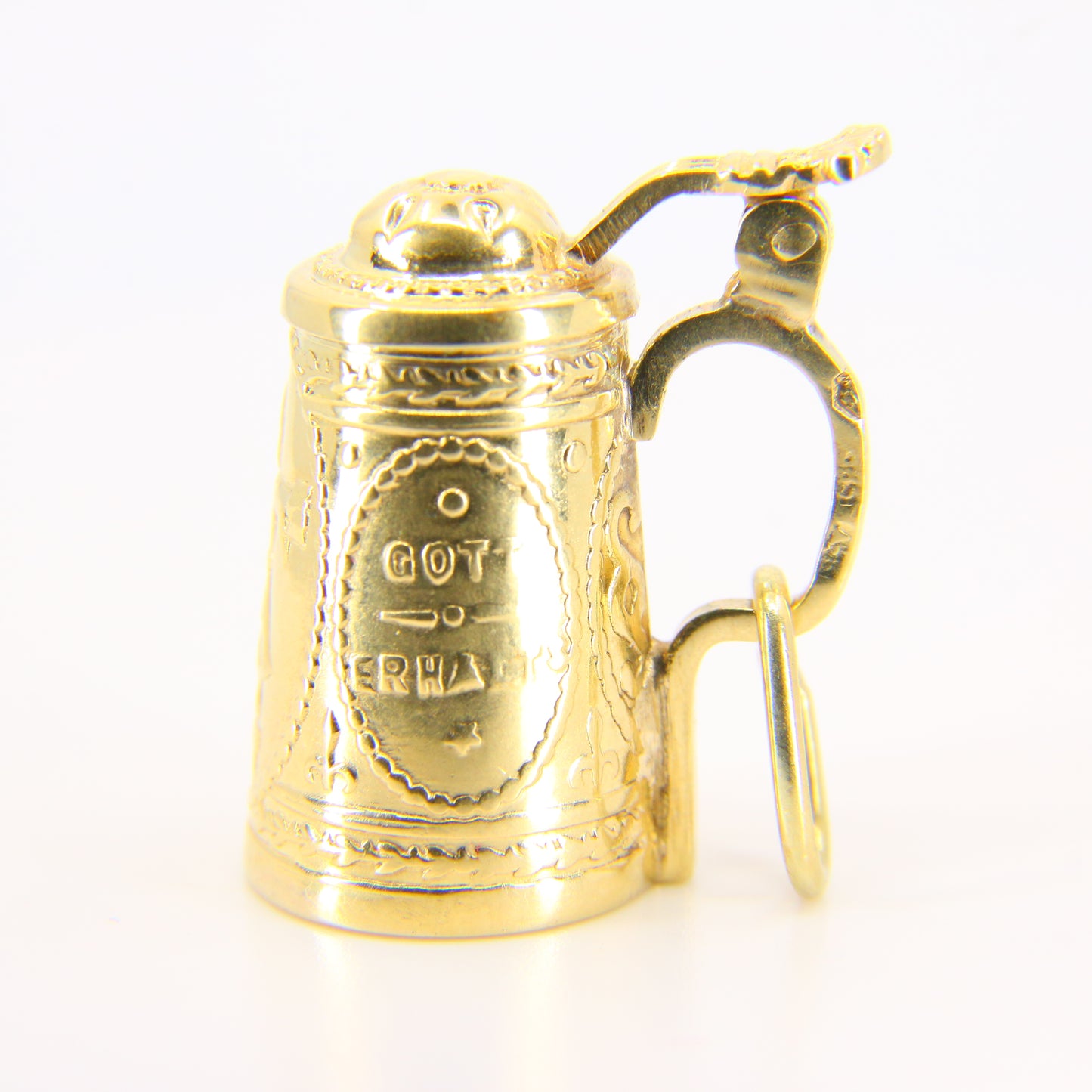 Vintage 14ct Continental Tankard Pendant Hopfen Und Malz Yellow Gold Charm