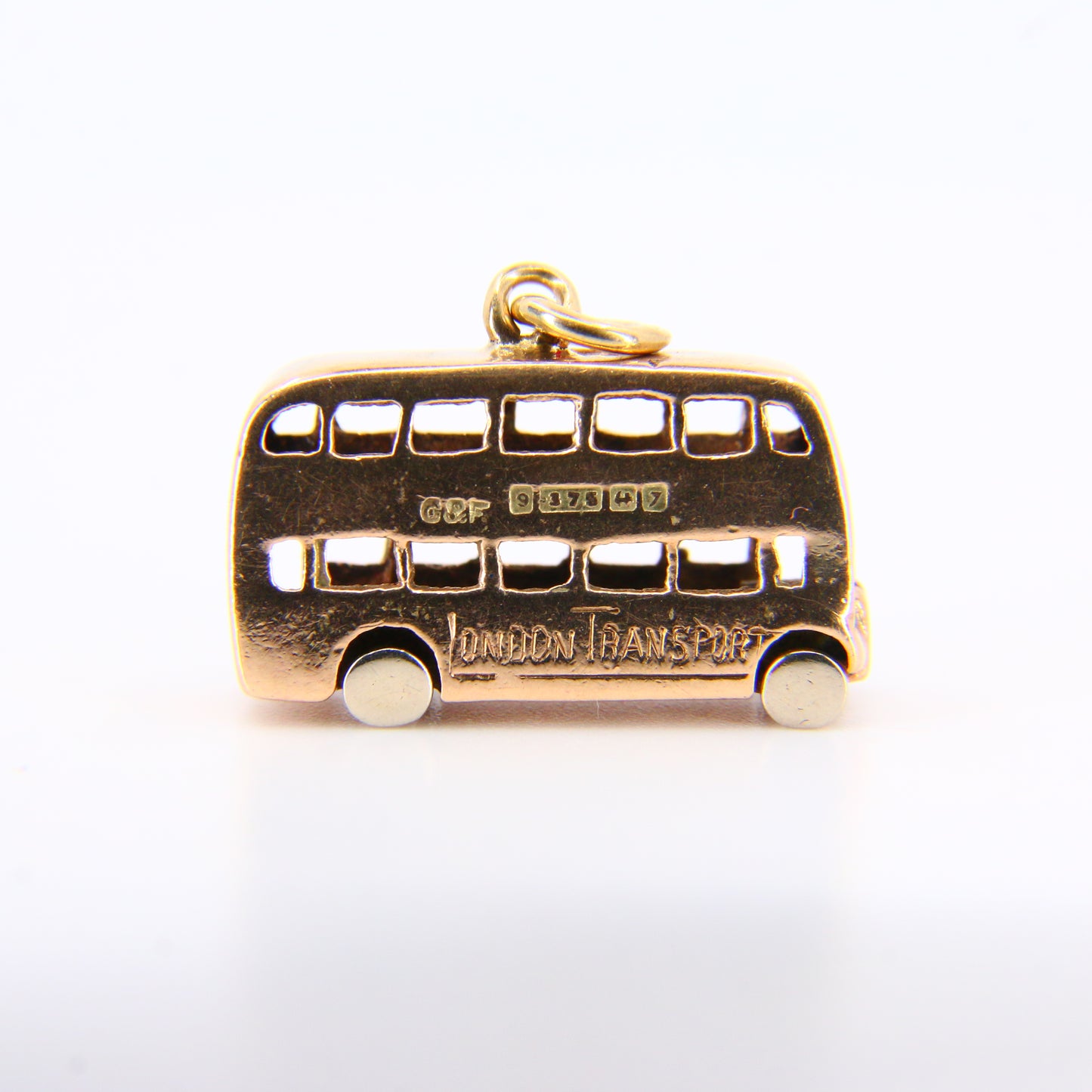 Vintage 9ct London Bus Charm Hallmarked Yellow Gold Double Decker Bus Pendant