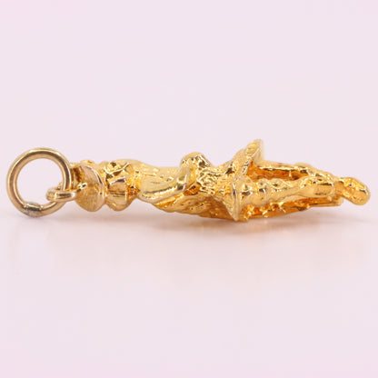 Vintage 9ct Hallmarked Yellow Gold Scottish Highland Dancer Charm Pendant Gift