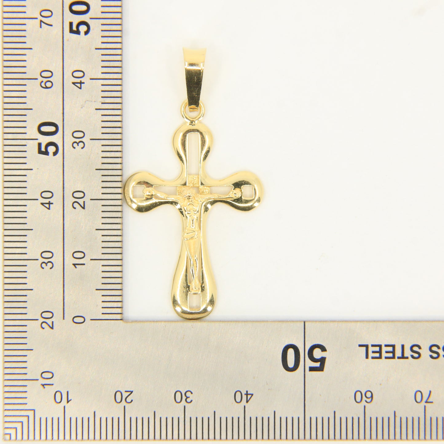 Vintage 18K Yellow Gold Italian Crucifix Cross Pendant Charm Christian Gift
