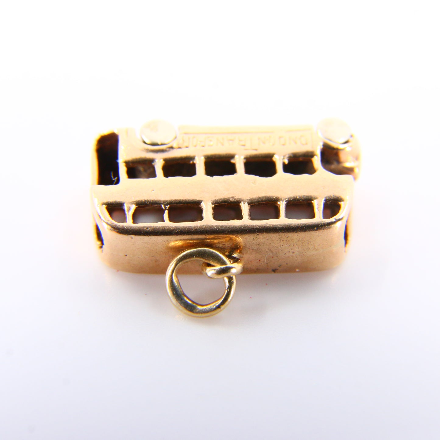 Vintage 9ct London Bus Charm Hallmarked Yellow Gold Double Decker Bus Pendant