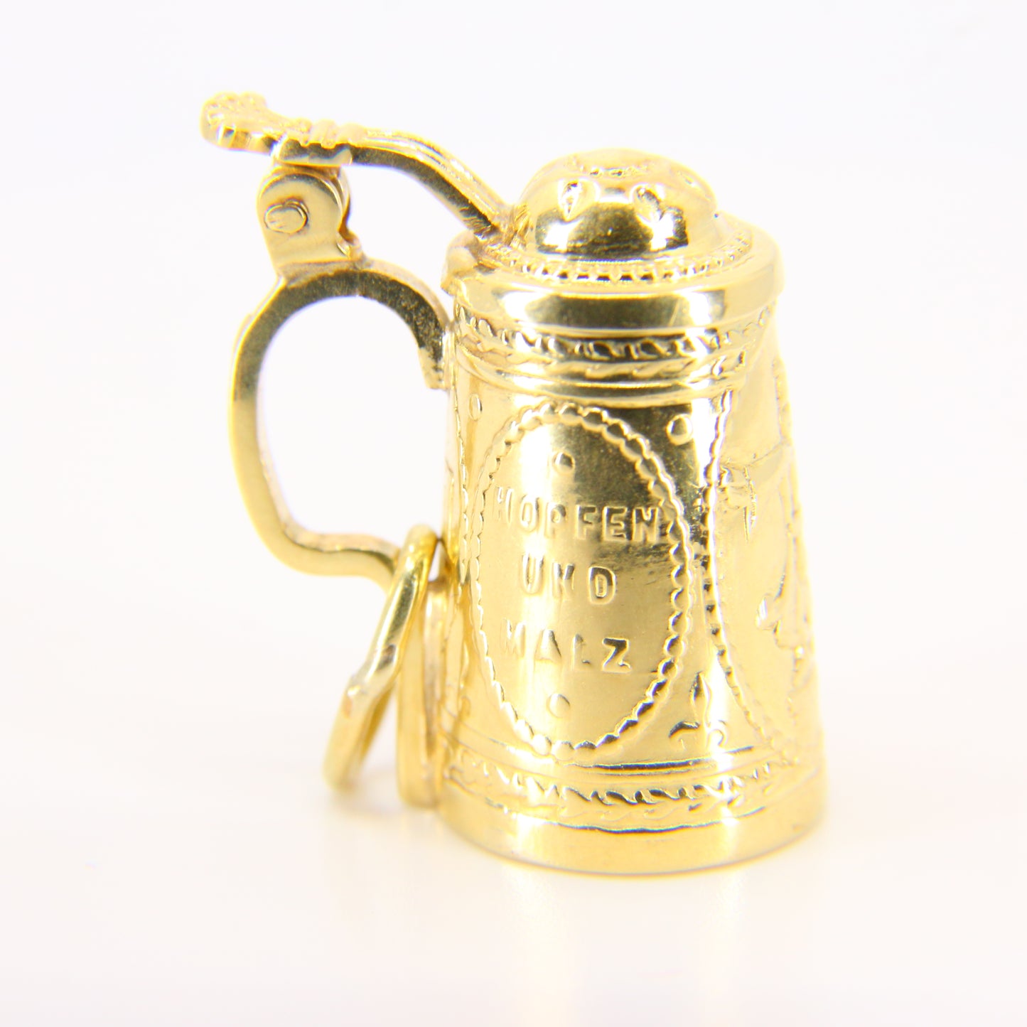 Vintage 14ct Continental Tankard Pendant Hopfen Und Malz Yellow Gold Charm