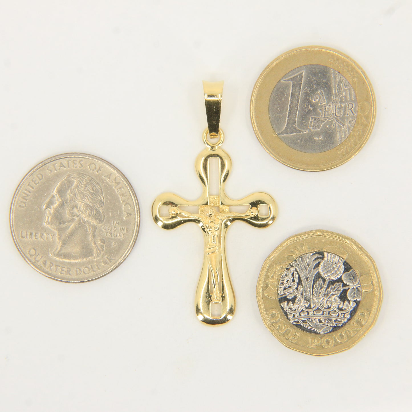 Vintage 18K Yellow Gold Italian Crucifix Cross Pendant Charm Christian Gift