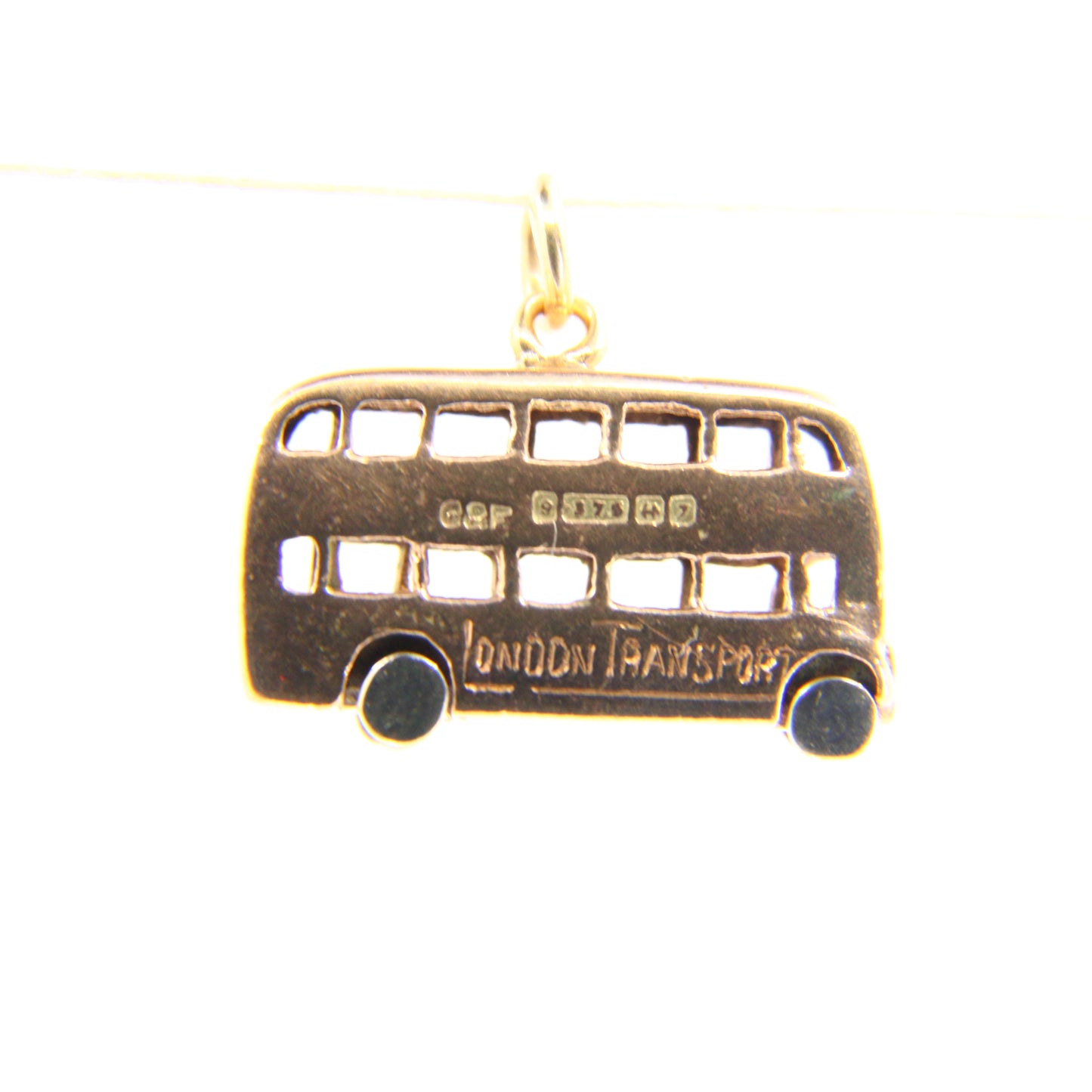 Vintage 9ct London Bus Charm Hallmarked Yellow Gold Double Decker Bus Pendant