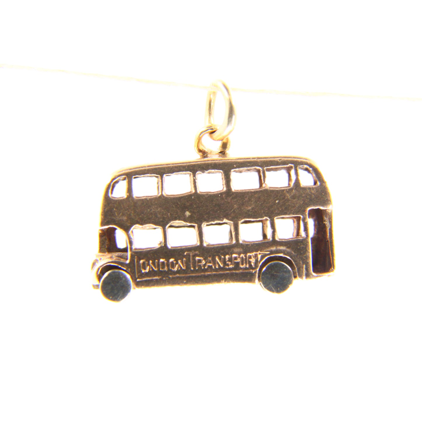 Vintage 9ct London Bus Charm Hallmarked Yellow Gold Double Decker Bus Pendant