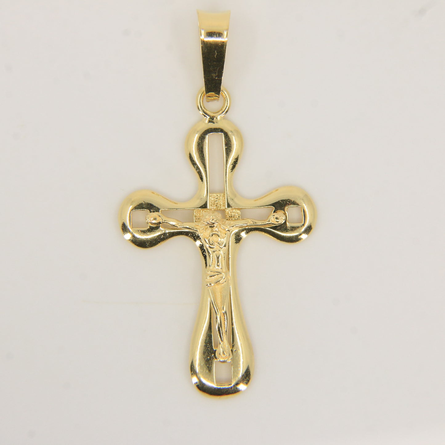Vintage 18K Yellow Gold Italian Crucifix Cross Pendant Charm Christian Gift