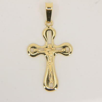 Vintage 18K Yellow Gold Italian Crucifix Cross Pendant Charm Christian Gift