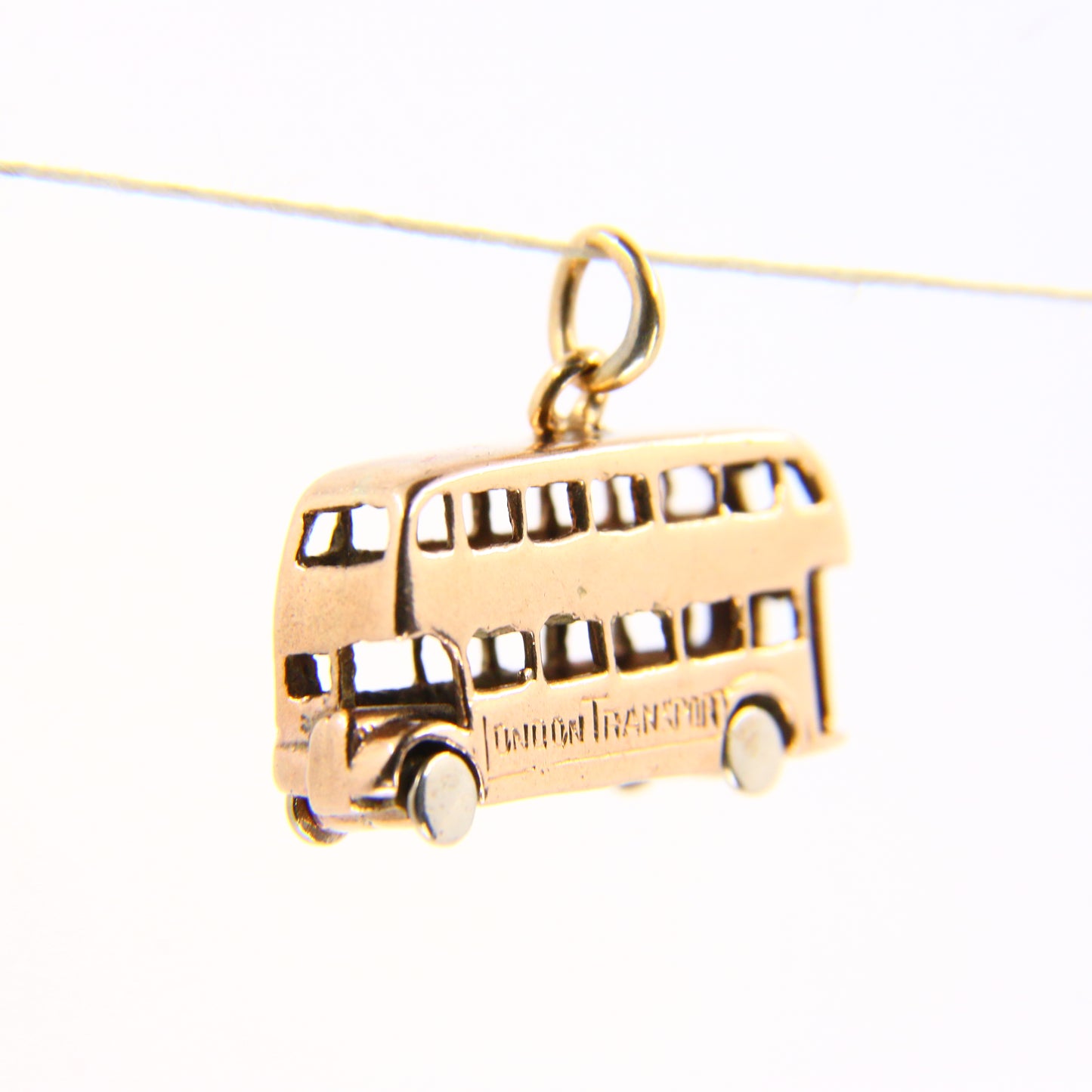 Vintage 9ct London Bus Charm Hallmarked Yellow Gold Double Decker Bus Pendant