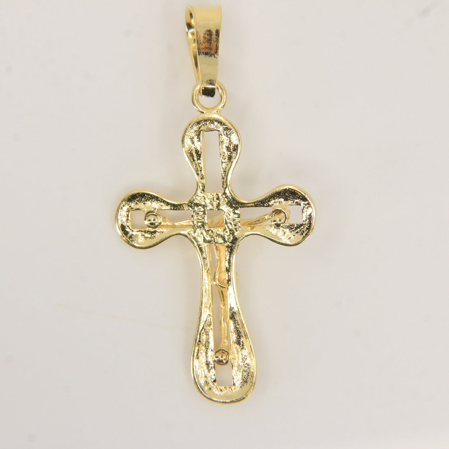 Vintage 18K Yellow Gold Italian Crucifix Cross Pendant Charm Christian Gift