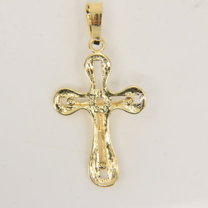 Vintage 18K Yellow Gold Italian Crucifix Cross Pendant Charm Christian Gift