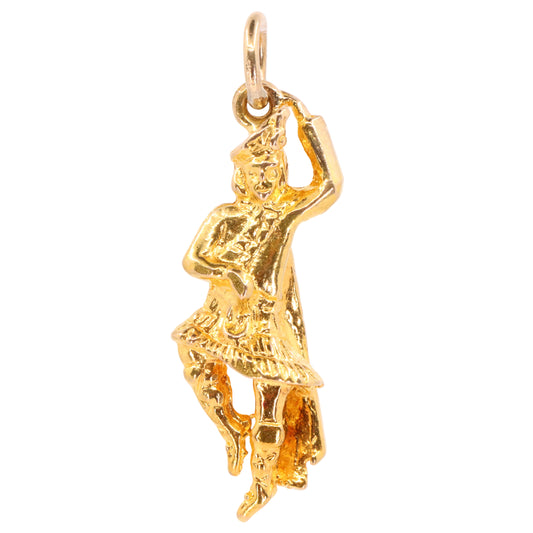 Vintage 9ct Hallmarked Yellow Gold Scottish Highland Dancer Charm Pendant Gift