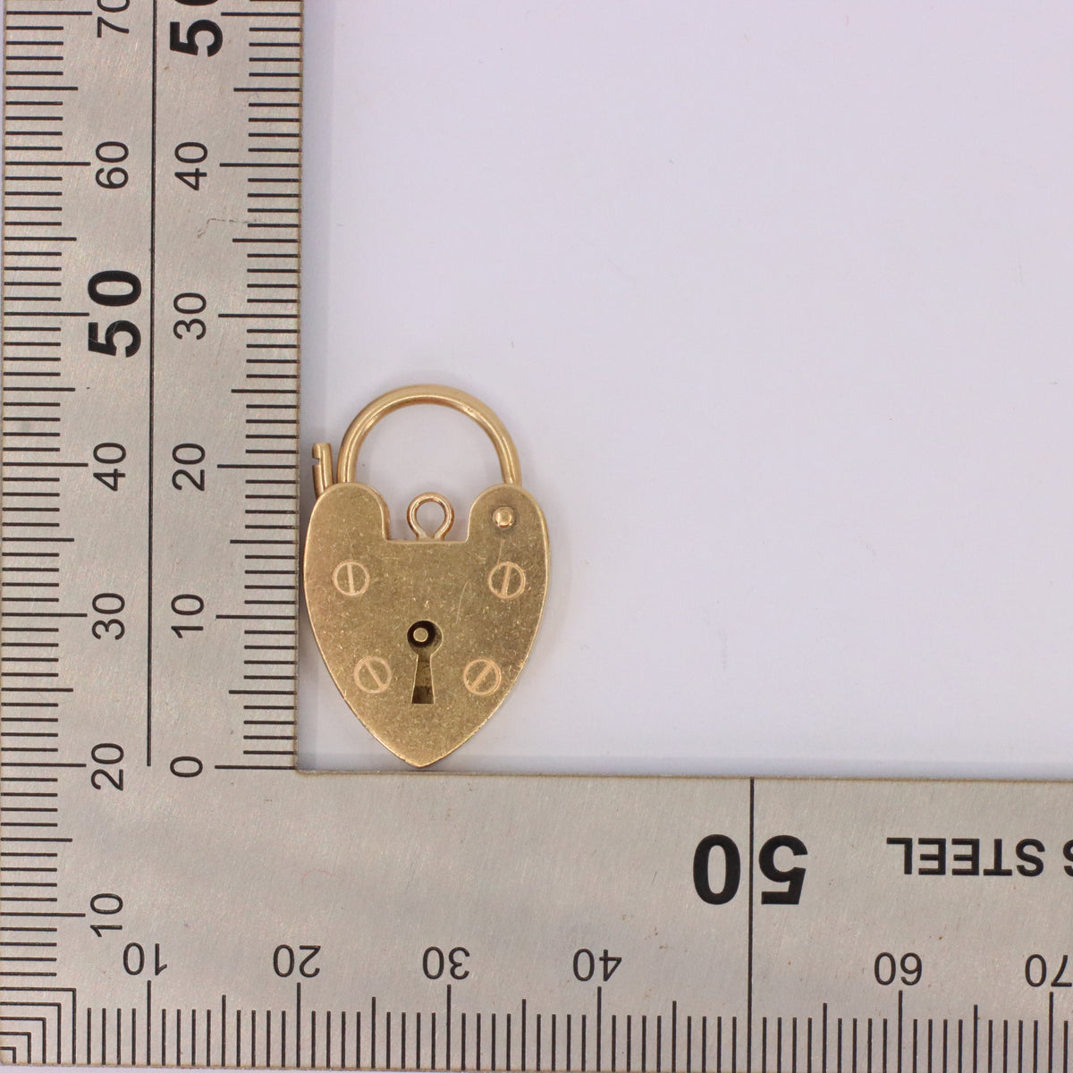 Vintage 9ct Gold Hallmarked Heart Padlock Pendant Charm Bracelet Lock Love Gift
