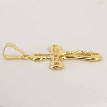 Vintage 18K Yellow Gold Italian Crucifix Cross Pendant Charm Christian Gift