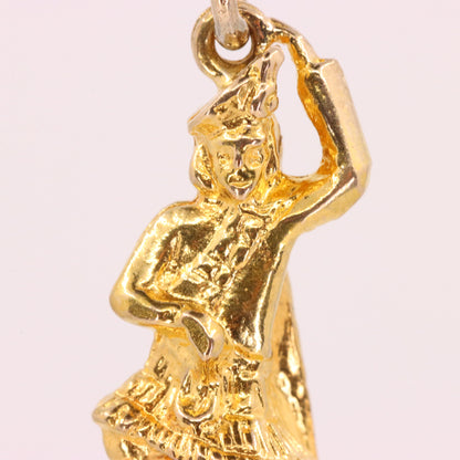 Vintage 9ct Hallmarked Yellow Gold Scottish Highland Dancer Charm Pendant Gift