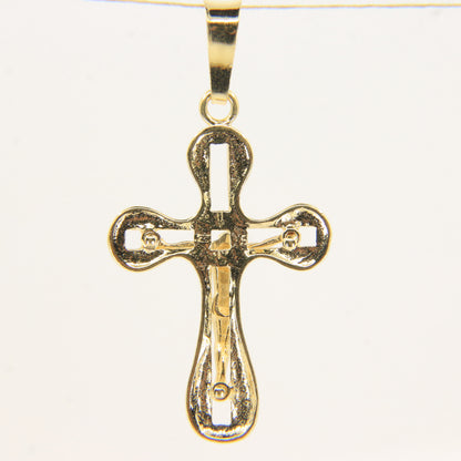 Vintage 18K Yellow Gold Italian Crucifix Cross Pendant Charm Christian Gift