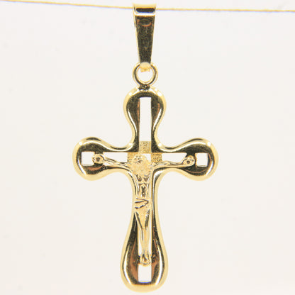 Vintage 18K Yellow Gold Italian Crucifix Cross Pendant Charm Christian Gift