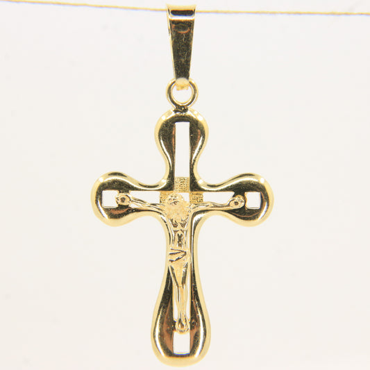 Vintage 18K Yellow Gold Italian Crucifix Cross Pendant Charm Christian Gift