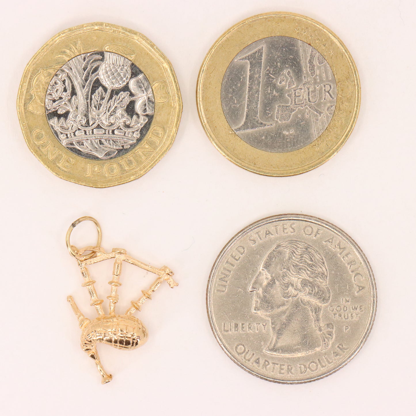 Vintage 9ct Hallmarked Gold Scottish Bagpipes Charm Pendant Piper Gift Scotland