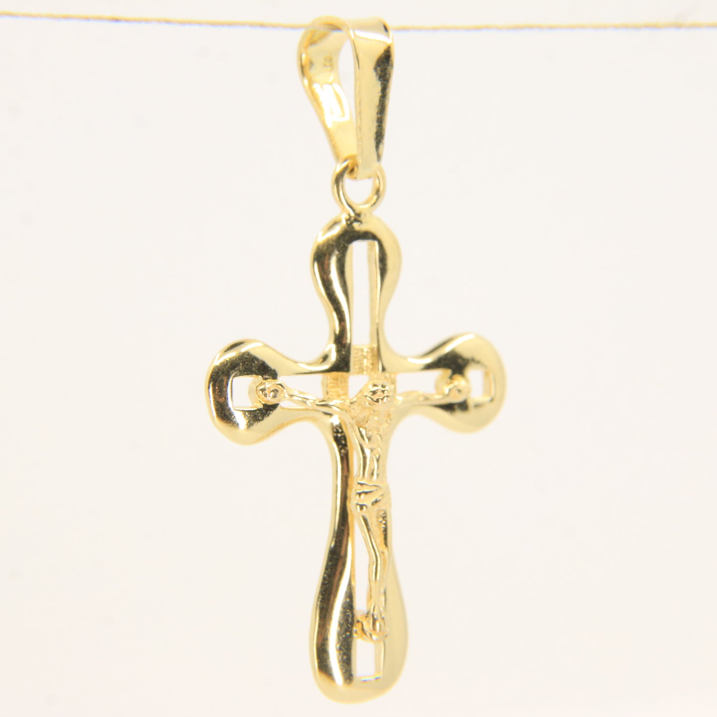 Vintage 18K Yellow Gold Italian Crucifix Cross Pendant Charm Christian Gift