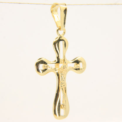 Vintage 18K Yellow Gold Italian Crucifix Cross Pendant Charm Christian Gift