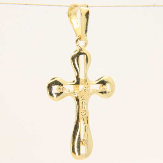 Vintage 18K Yellow Gold Italian Crucifix Cross Pendant Charm Christian Gift