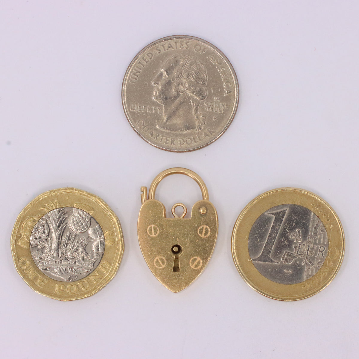 Vintage 9ct Gold Hallmarked Heart Padlock Pendant Charm Bracelet Lock Love Gift