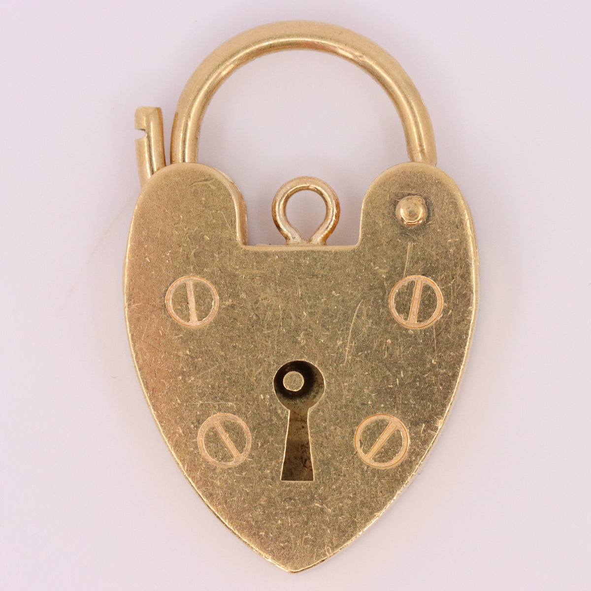 Vintage 9ct Gold Hallmarked Heart Padlock Pendant Charm Bracelet Lock Love Gift
