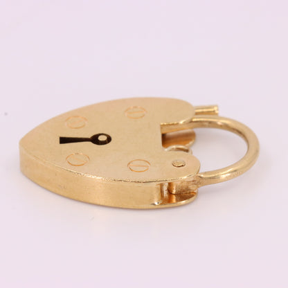Vintage 9ct Gold Hallmarked Heart Padlock Pendant Charm Bracelet Lock Love Gift