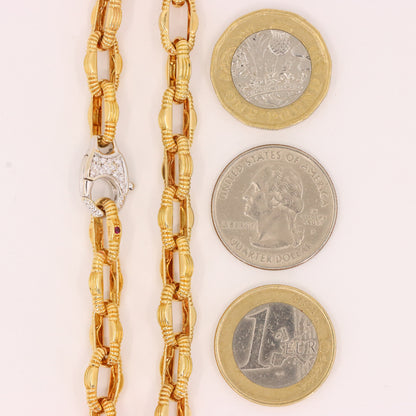 Vintage 18ct Gold 18 Inch Roberto Coin Diamond Clasp Italian Link Necklace