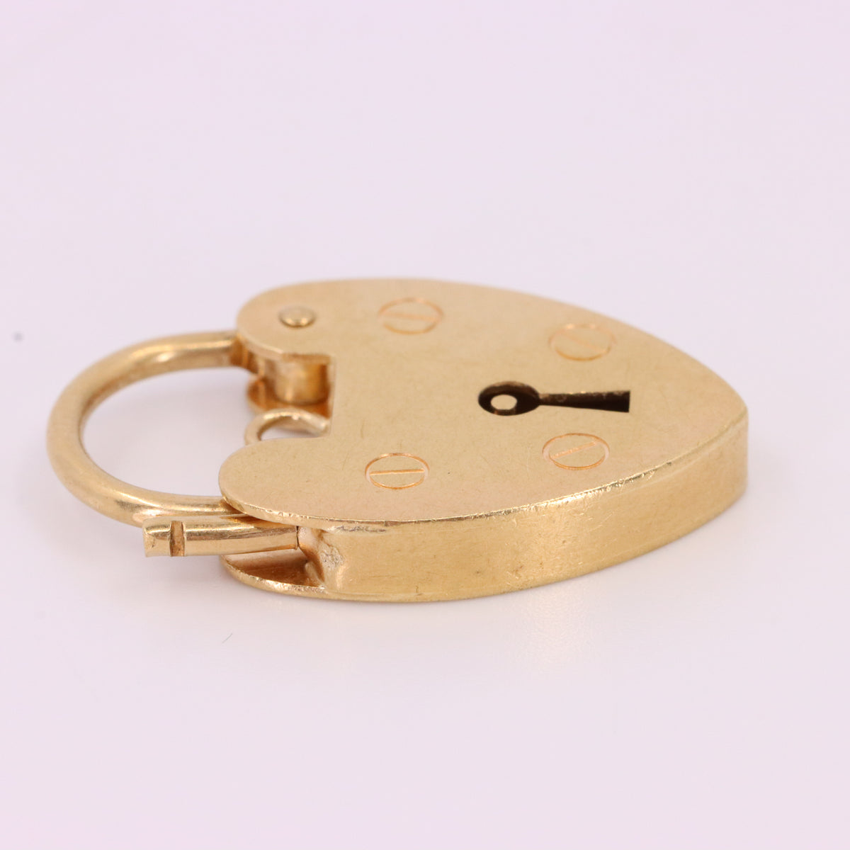 Vintage 9ct Gold Hallmarked Heart Padlock Pendant Charm Bracelet Lock Love Gift