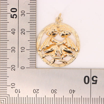 Vintage 9ct Hallmarked Gold Gemini Twins Zodiac Charm Pendant Astrology Gift