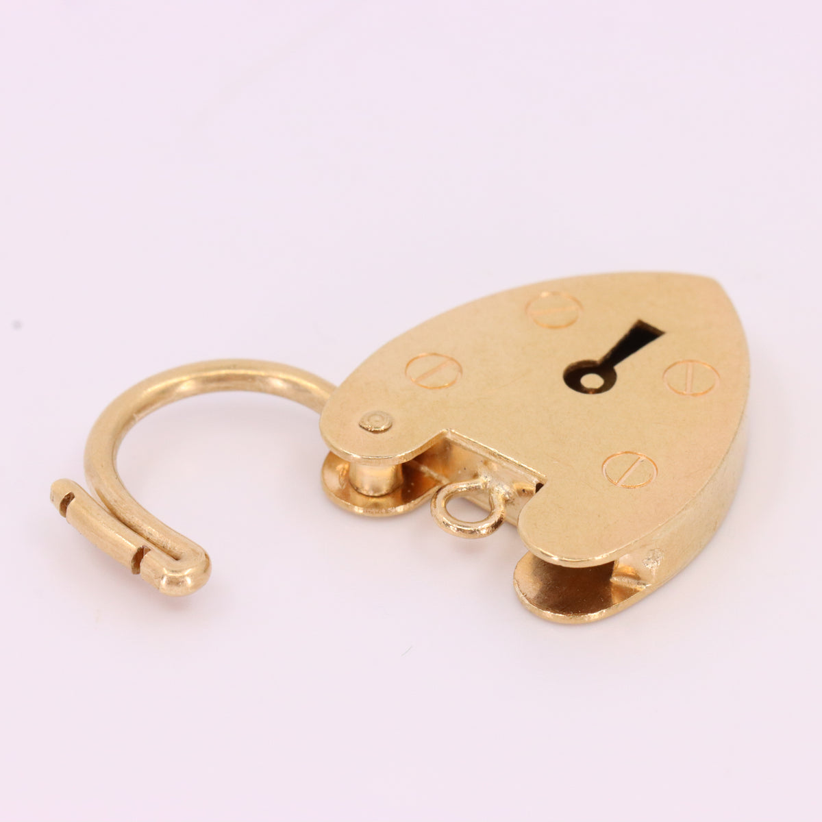 Vintage 9ct Gold Hallmarked Heart Padlock Pendant Charm Bracelet Lock Love Gift