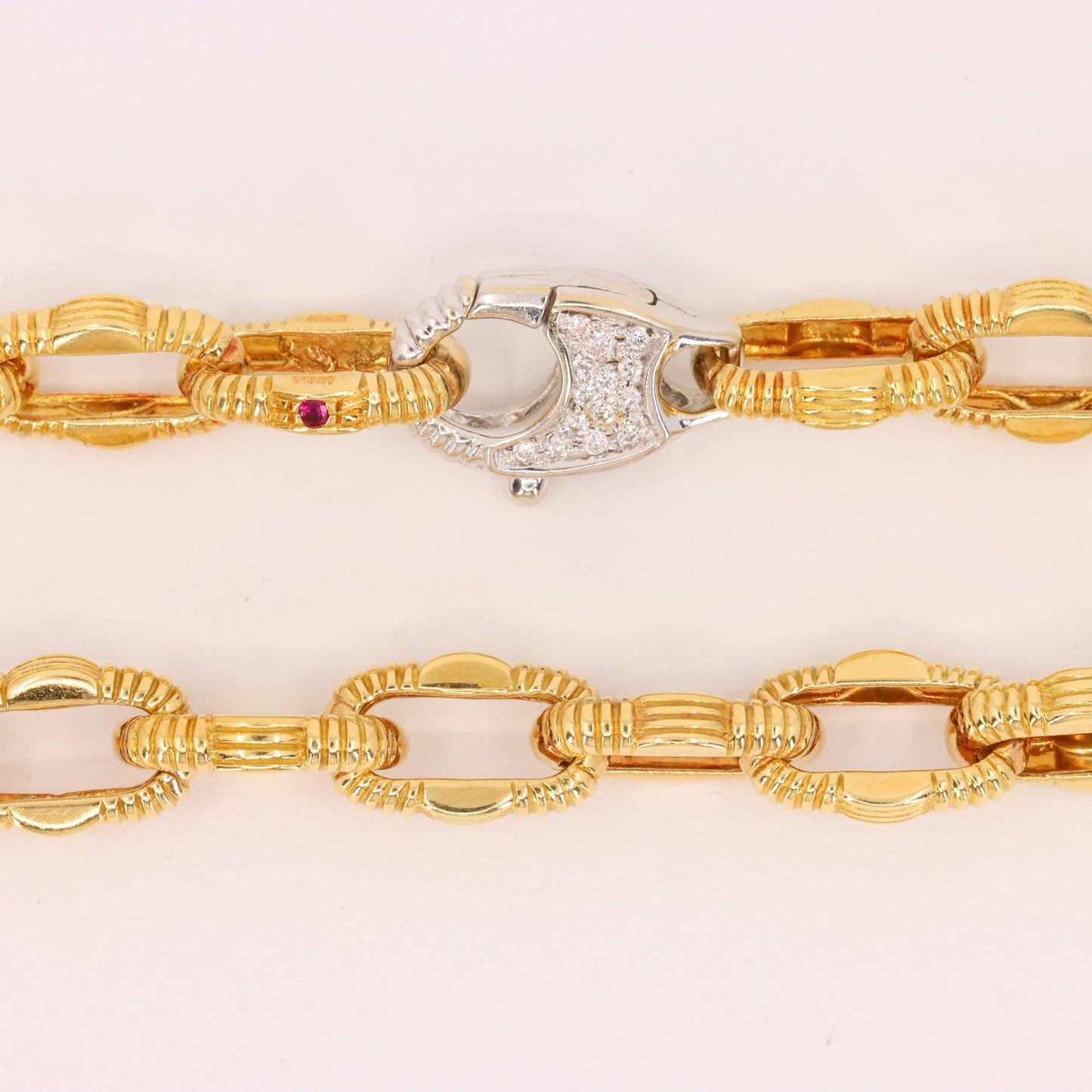 Vintage 18ct Gold 18 Inch Roberto Coin Diamond Clasp Italian Link Necklace