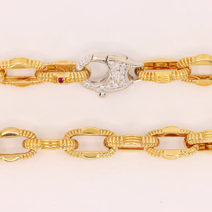 Vintage 18ct Gold 18 Inch Roberto Coin Diamond Clasp Italian Link Necklace