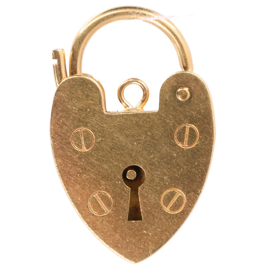 Vintage 9ct Gold Hallmarked Heart Padlock Pendant Charm Bracelet Lock Love Gift