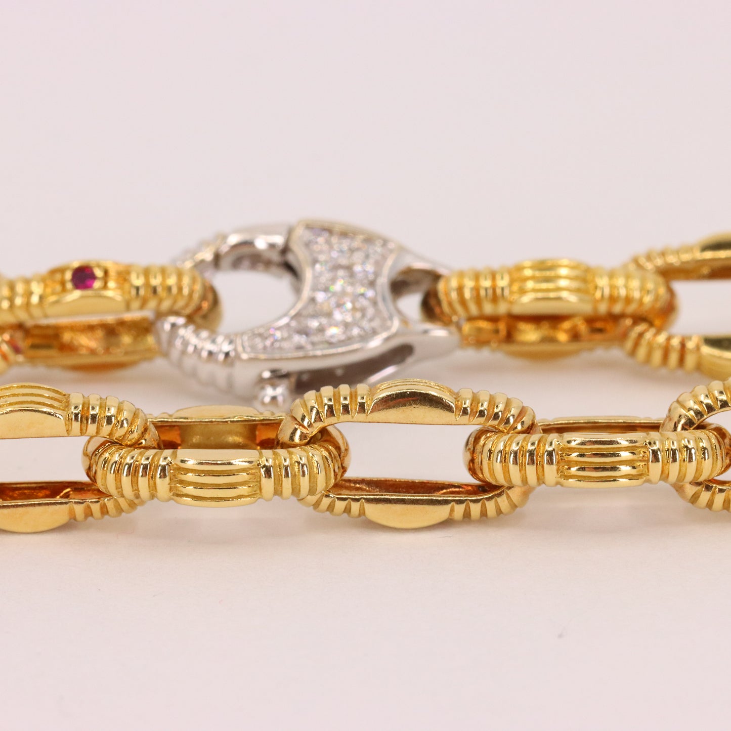 Vintage 18ct Gold 18 Inch Roberto Coin Diamond Clasp Italian Link Necklace