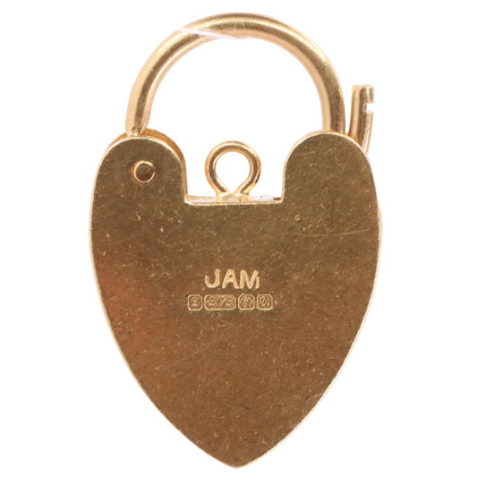 Vintage 9ct Gold Hallmarked Heart Padlock Pendant Charm Bracelet Lock Love Gift