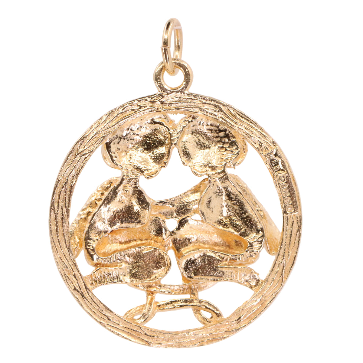 Vintage 9ct Hallmarked Gold Gemini Twins Zodiac Charm Pendant Astrology Gift