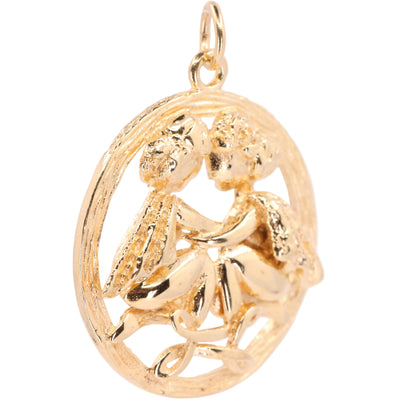 Vintage 9ct Hallmarked Gold Gemini Twins Zodiac Charm Pendant Astrology Gift