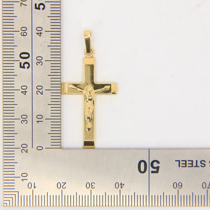 Vintage 9ct Yellow Gold Italian Crucifix Cross Pendant Hallmarked Christian Gift