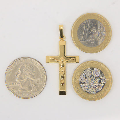 Vintage 9ct Yellow Gold Italian Crucifix Cross Pendant Hallmarked Christian Gift