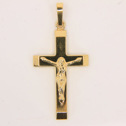 Vintage 9ct Yellow Gold Italian Crucifix Cross Pendant Hallmarked Christian Gift