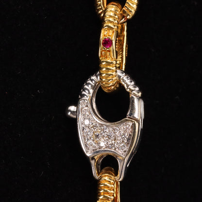 Vintage 18ct Gold 18 Inch Roberto Coin Diamond Clasp Italian Link Necklace