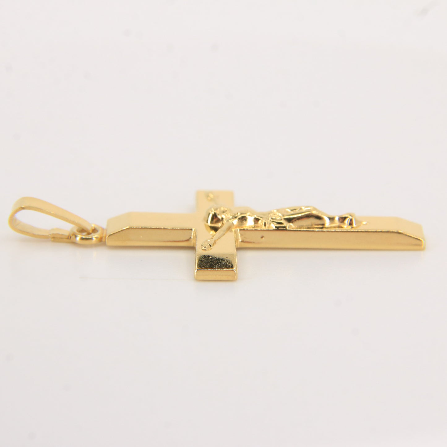 Vintage 9ct Yellow Gold Italian Crucifix Cross Pendant Hallmarked Christian Gift